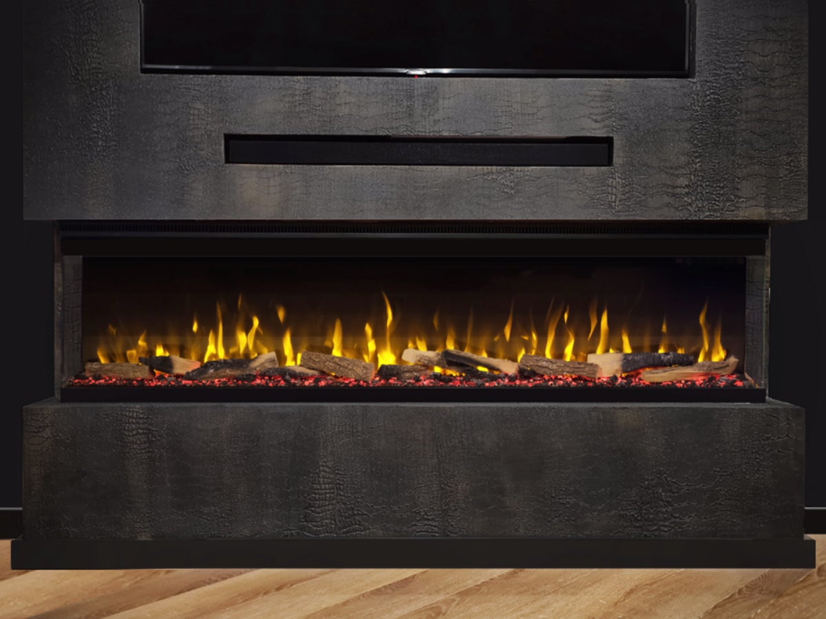 152 cm - Paris 3-Seitiger Kamin PREMIUM (152 x 44 x 20 cm) - Kaminflammen